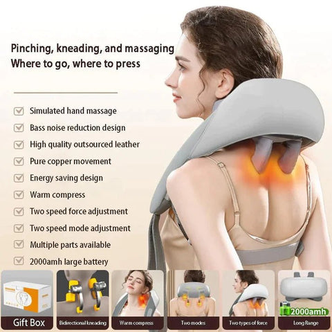 3D Kneading Neck Massager with Heat – Pain Relief Device